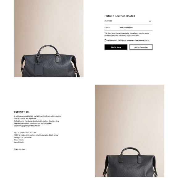 Burberry Bags Burberry Ostrich Leather Holdall Duffel Bag Poshmark